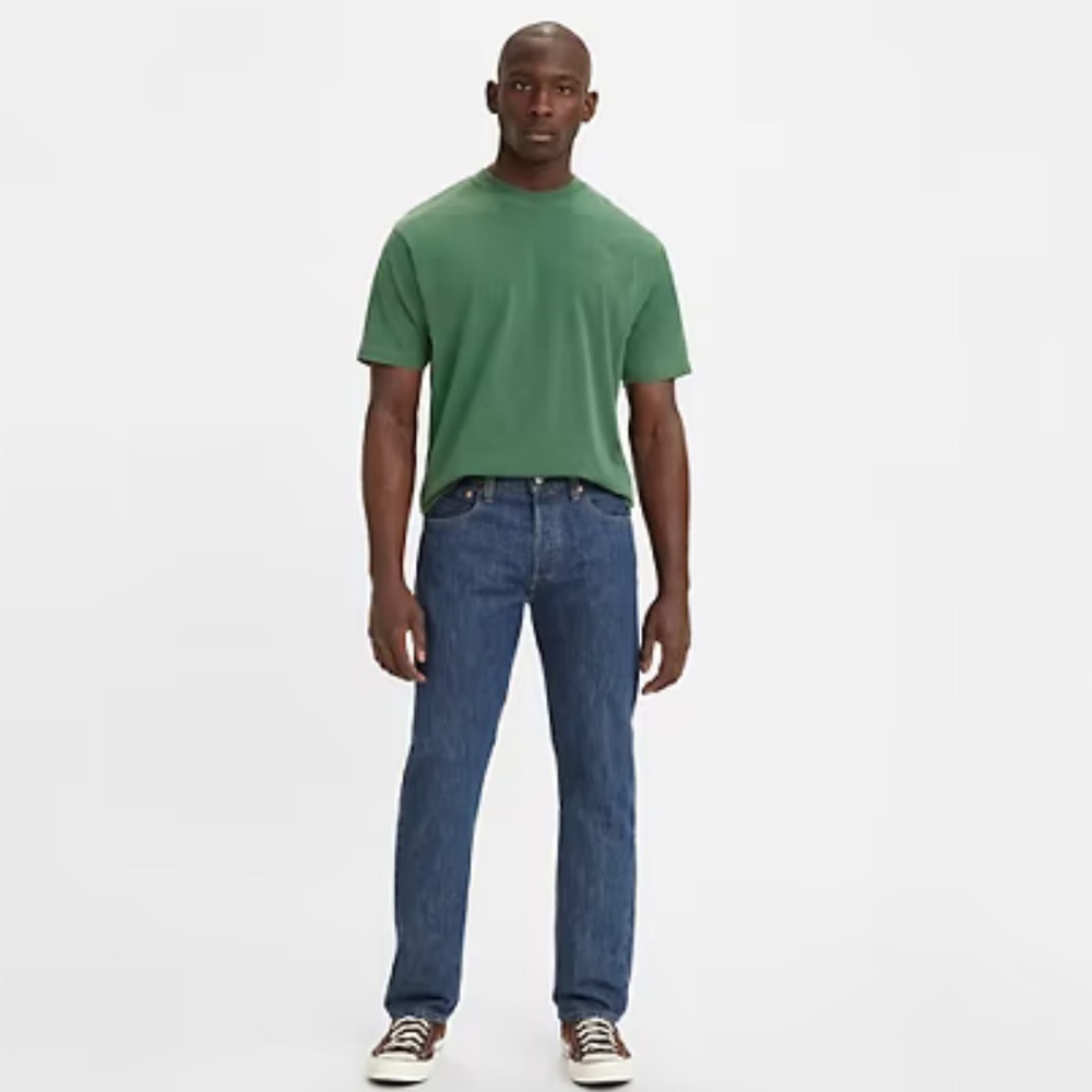 Men’s Original Fit Button Fly 501 Jeans - Levi’s Washed Blue Size 36x30 - Picture 2 of 9